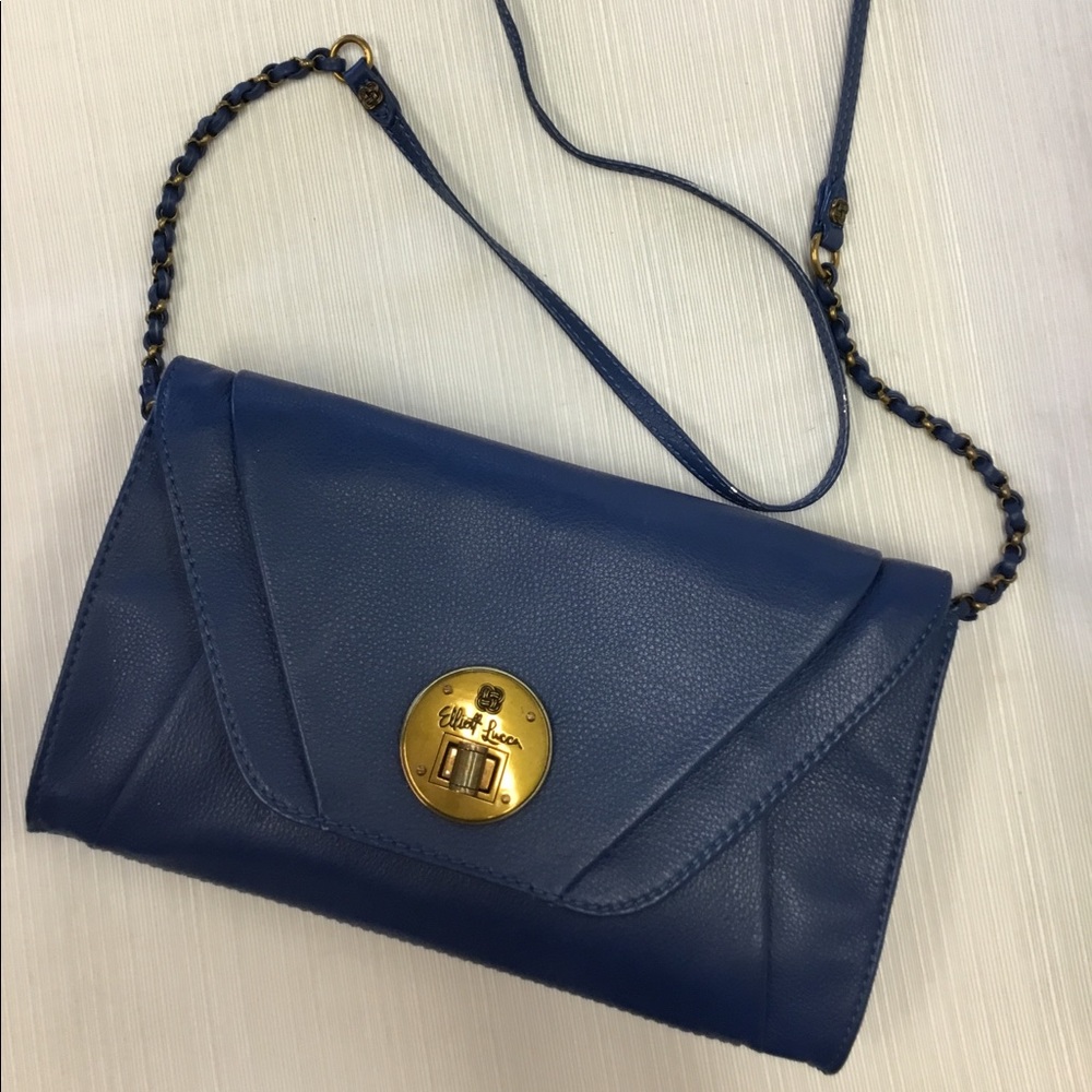 Elliott Lucca Navy Leather Bag. - Picture 4 of 8